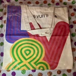 Louis Vuitton Multicolor Logo Double Side Canvas Bag NWT GWP